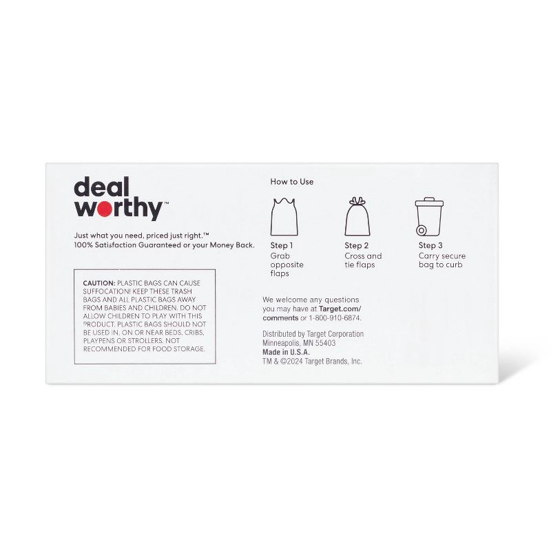 slide 3 of 3, Small Flap Tie Trash Bags - 4gal - 30ct - Dealworthy™, 4 gal, 30 ct