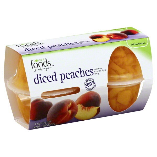 slide 1 of 1, Lowes Foods Diced Peaches In Light Syrup Cups, 4 ct; 16 oz