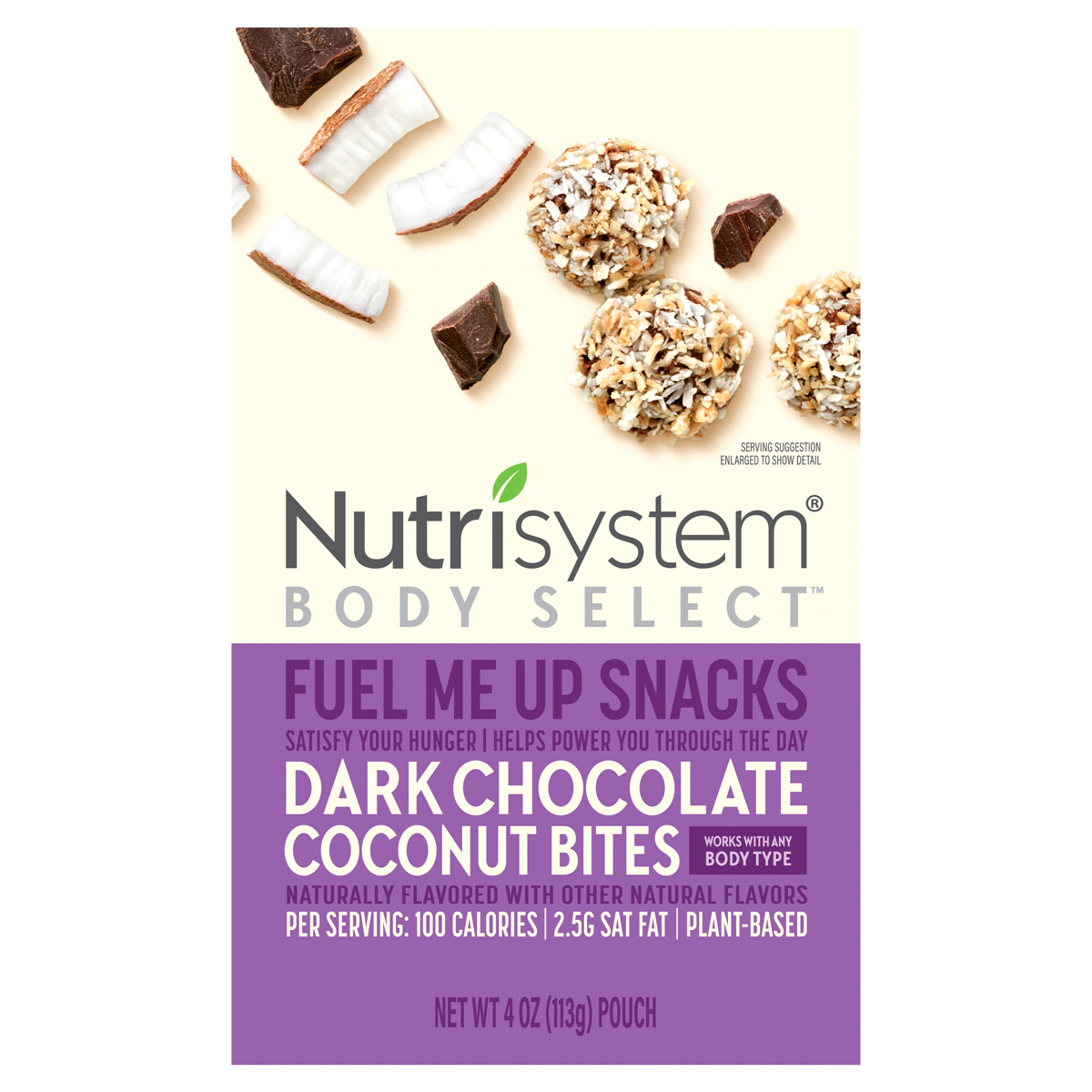 slide 1 of 1, Nutrisystem Body Select Fuel Me Up Chocolate Coconut Bites, 4 oz