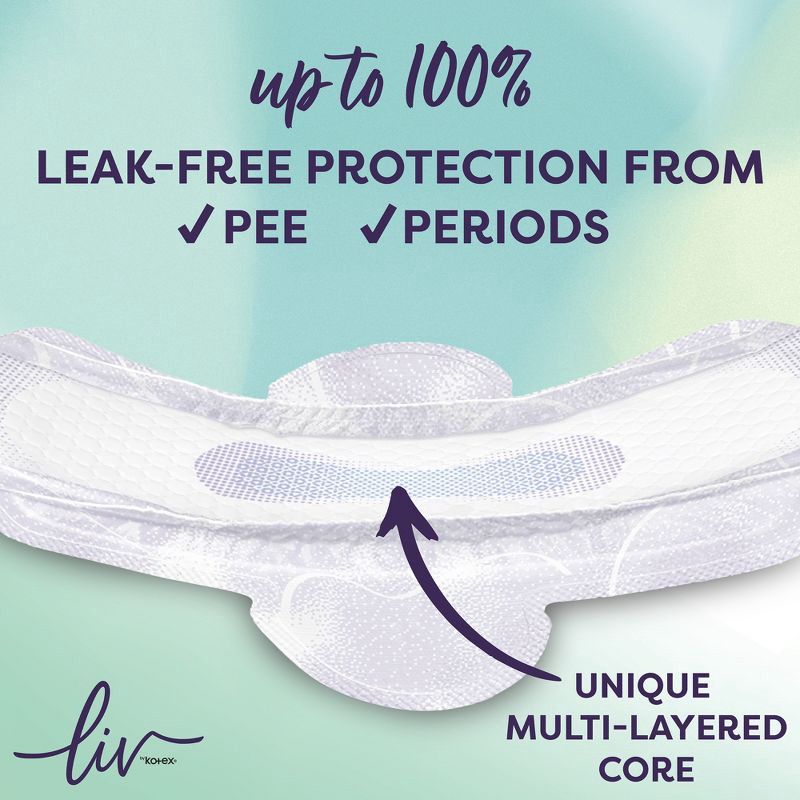 slide 6 of 7, Liv by Kotex Period & Pee Regular Absorbency Ultra Thin Pads - 28ct, 28 ct