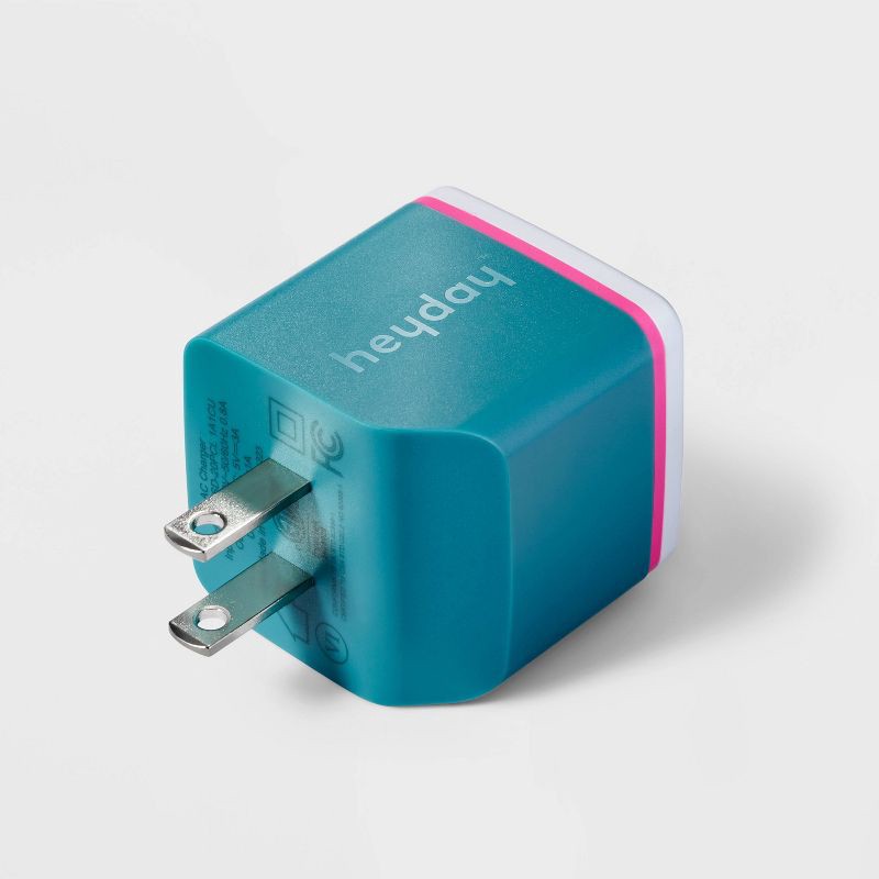 slide 3 of 3, 2-Port 20W USB-A and USB-C Wall Charger - heyday™ Pink/Teal/White, 1 ct