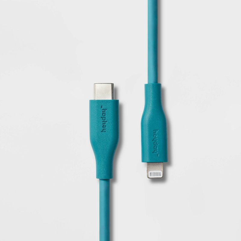 slide 1 of 3, 3' Lightning to USB-C Silicone Cable - heyday™ Bright Teal, 1 ct