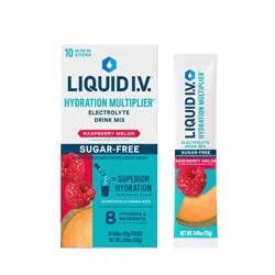 Liquid I.V. Sugar Free Hydration Multiplier Vegan Powder Electrolyte Supplements - Raspberry Melon - 0.45oz/10ct