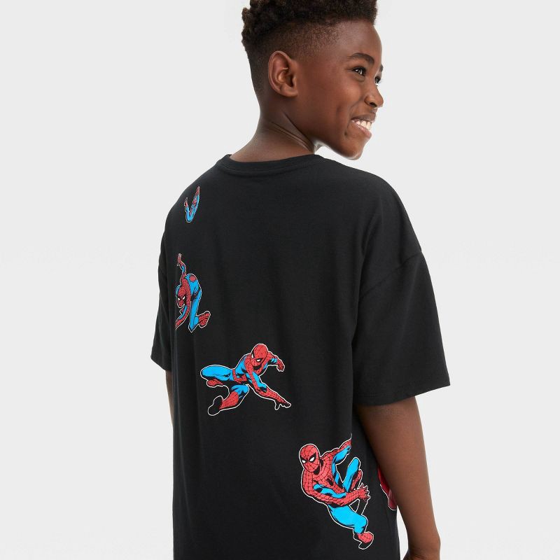 slide 2 of 3, Boys' Spider-Man Front Back Elevated Short Sleeve Graphic T-Shirt - Black XS, 1 ct