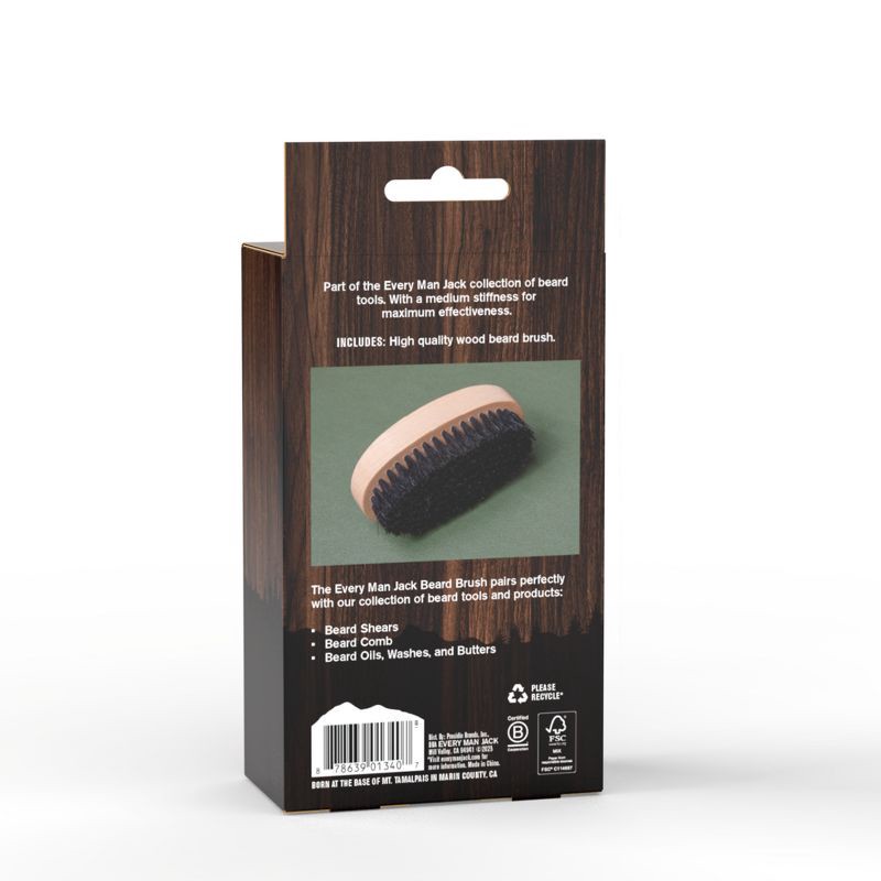 slide 9 of 9, Every Man Jack Men's Beard Hair Brush with Cruelty-Free Vegan Bristles, 1 ct