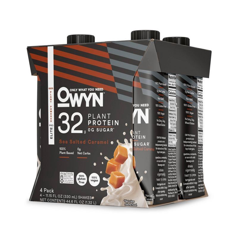 slide 3 of 4, OWYN Pro Elite 32g Dairy Free Protein Shake Sea Salt Caramel Non-Caffeinated - 44.6 fl oz/4pk, 32 gram, 44.6 fl oz, 4 ct