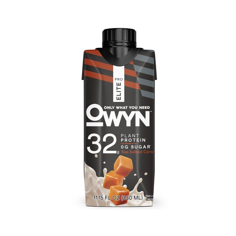 slide 4 of 4, OWYN Pro Elite 32g Dairy Free Protein Shake Sea Salt Caramel Non-Caffeinated - 44.6 fl oz/4pk, 32 gram, 44.6 fl oz, 4 ct