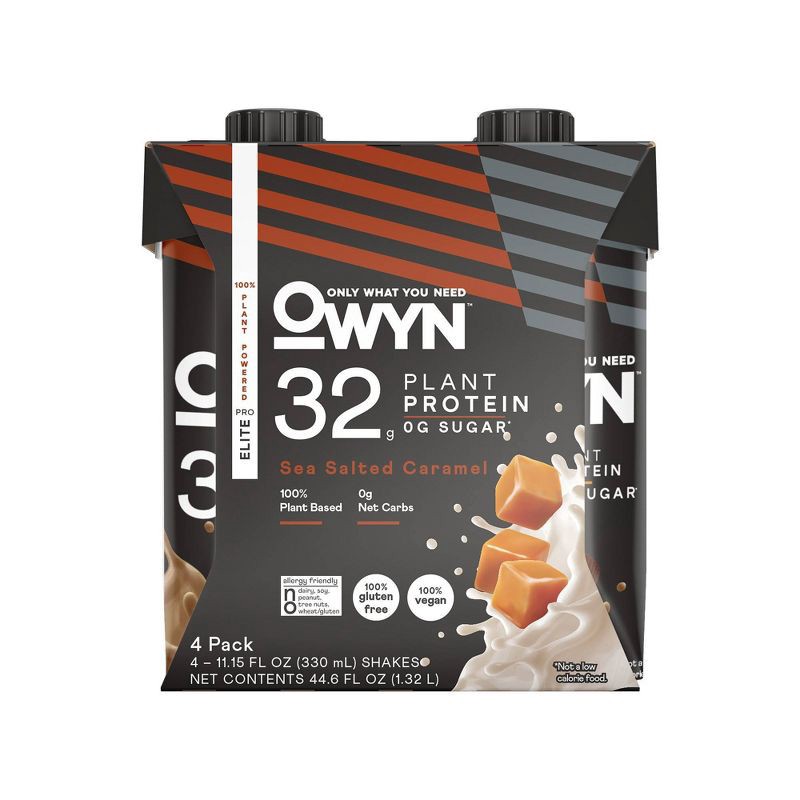 slide 1 of 4, OWYN Pro Elite 32g Dairy Free Protein Shake Sea Salt Caramel Non-Caffeinated - 44.6 fl oz/4pk, 32 gram, 44.6 fl oz, 4 ct