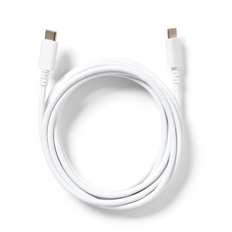 slide 2 of 3, 8' USB-C to USB-C Charging Cable - dealworthy™ White: Male-To-Male Connector, 1 ct