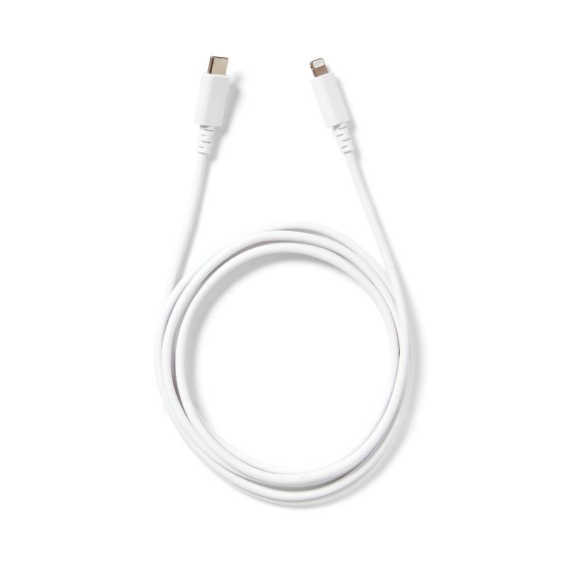slide 2 of 3, 5' Lightning to USB-C Charging Cable - dealworthy™ White: Male-To-Male Connector, 1 ct