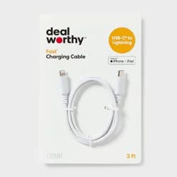 3' Lightning to USB-C Charging Cable - dealworthy™ White: Male-To-Male Connector