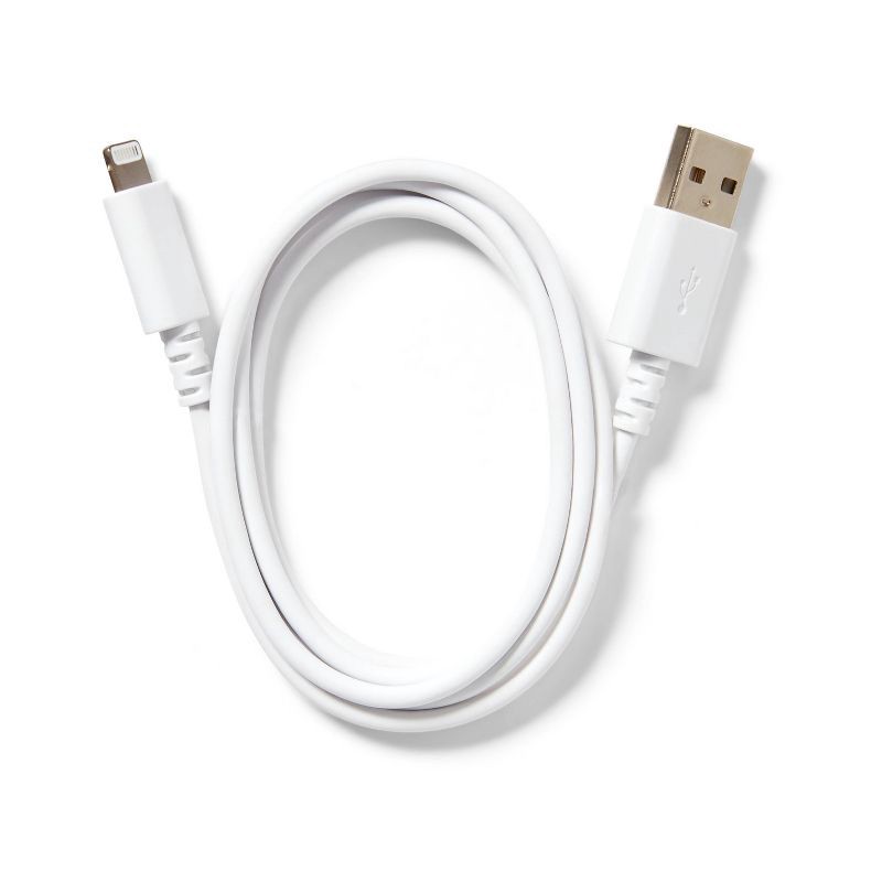 slide 2 of 3, 3' Lightning to USB-A Charging Cable - dealworthy™ White, 1 ct
