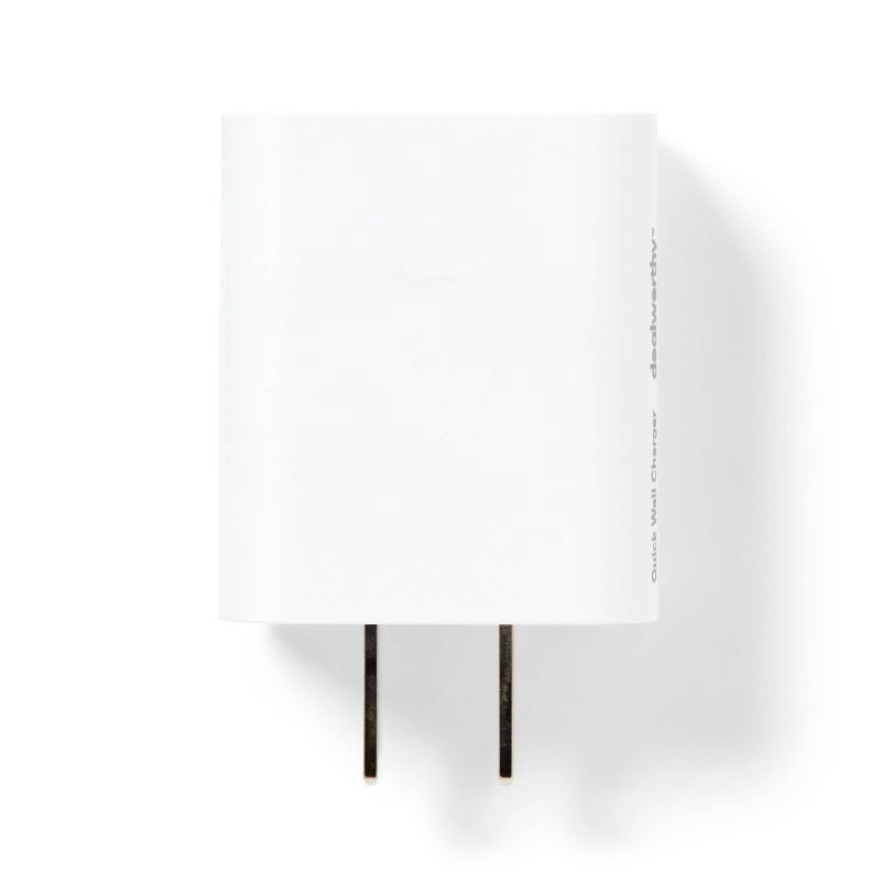slide 2 of 4, Dual Port 25W USB-A and USB-C Wall Charger - dealworthy™ White: Quick Charge, Surge Protection, 1 ct