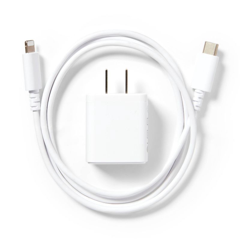 slide 2 of 4, Single Port 20W USB-C Home Charger with 3' Lightning to USB-C Cable - dealworthy™ White, 1 ct