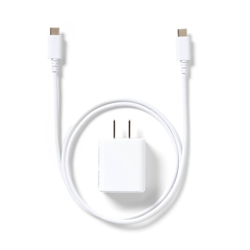 slide 2 of 4, Single Port 20W USB-C Home Charger with 3' USB-C to USB-C Cable - dealworthy™ White: Wall Adapter & Cable, 1 ct