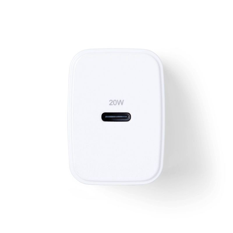slide 4 of 4, Single Port 20W USB-C Home Charger with 3' USB-C to USB-C Cable - dealworthy™ White: Wall Adapter & Cable, 1 ct