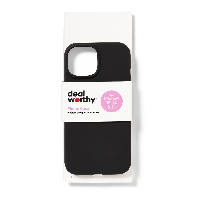 slide 1 of 3, iPhone 16e/iPhone 15/iPhone14/iPhone13 Case - dealworthy™ Black: TPU Solid Wireless Compatible, 1 ct