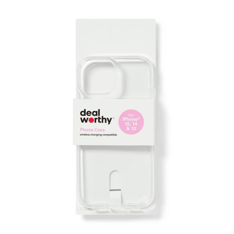 slide 1 of 3, iPhone 16e/iPhone 15/iPhone14/iPhone13 Case - dealworthy™ Clear: Wireless Charging Compatible TPU Cover, 1 ct