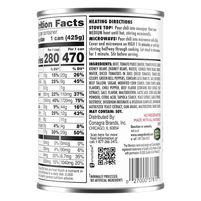 slide 6 of 6, Wendy's Chili with Beans - 15oz, 15 oz