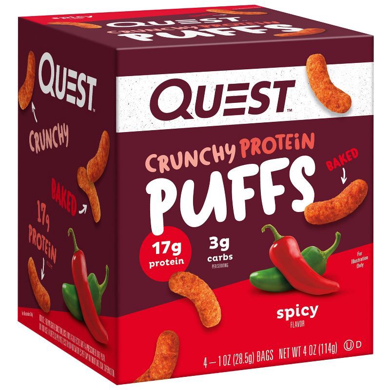 slide 2 of 10, Quest Nutrition Crunchy Protein Puffs - Spicy - 4pk, 4 ct