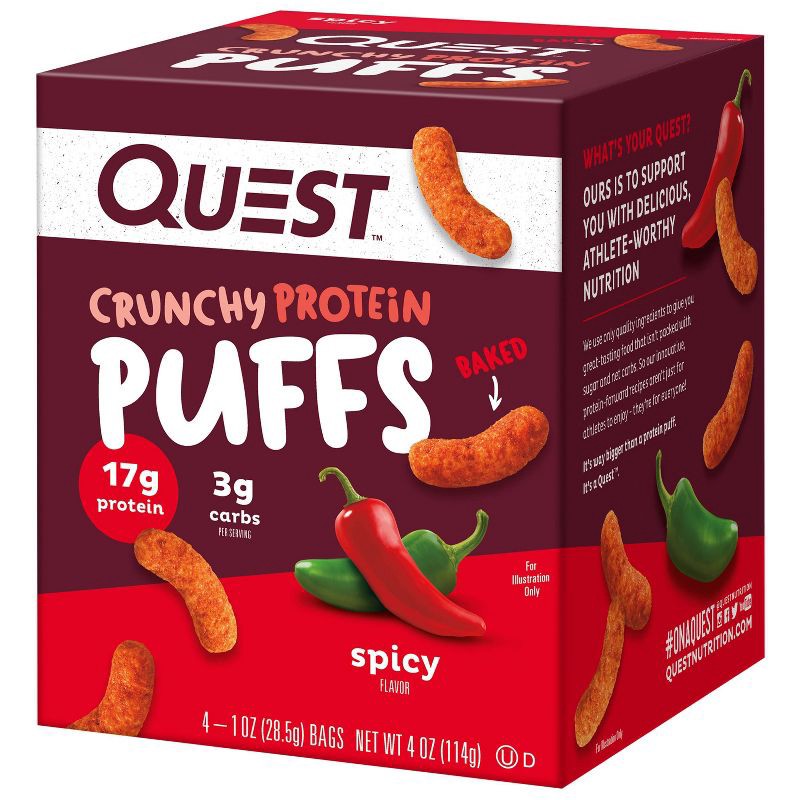 slide 3 of 10, Quest Nutrition Crunchy Protein Puffs - Spicy - 4pk, 4 ct