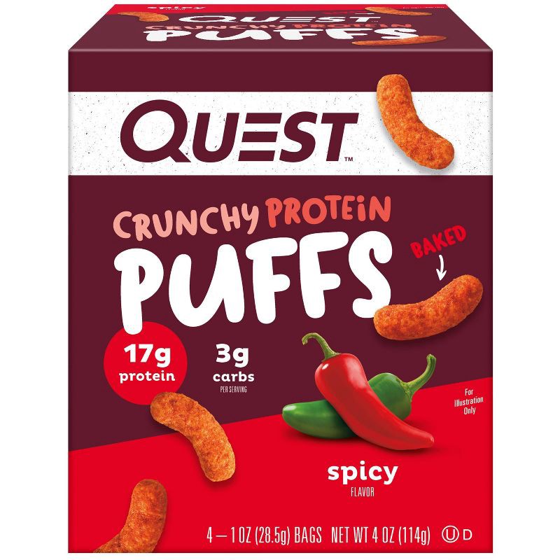 slide 1 of 10, Quest Nutrition Crunchy Protein Puffs - Spicy - 4pk, 4 ct