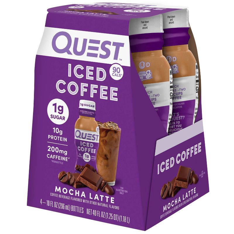 slide 3 of 9, Quest Nutrition Mocha Latte Caffeinated Protein Iced Coffee - 4ct, 4 ct