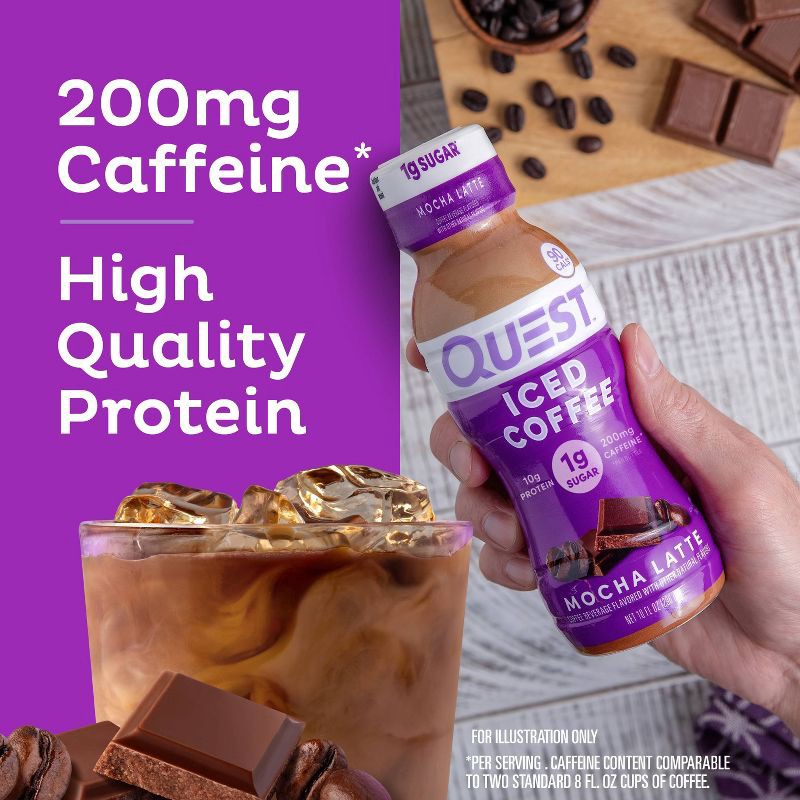 slide 7 of 9, Quest Nutrition Mocha Latte Caffeinated Protein Iced Coffee - 4ct, 4 ct