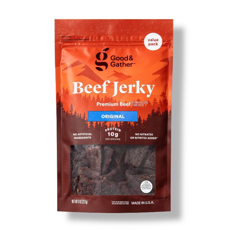 slide 1 of 4, Original Beef Jerky - 10g Protein - 8oz - Good & Gather™, 10 gram, 8 oz