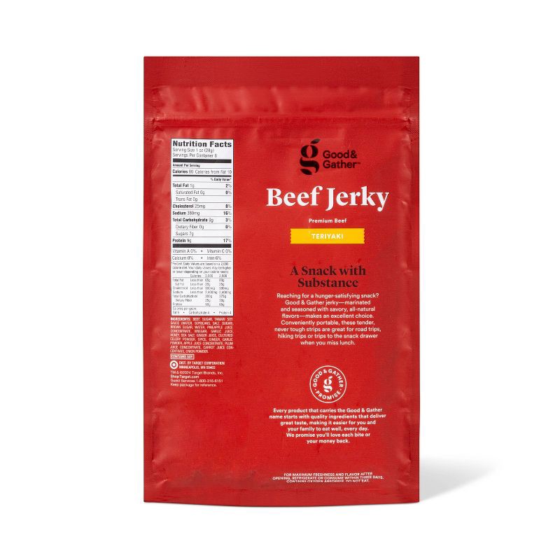 slide 2 of 4, Teriyaki Beef Jerky - 9g Protein - 8oz - Good & Gather™, 9 gram, 8 oz