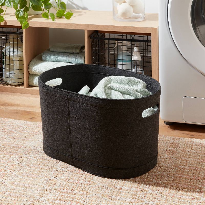 slide 2 of 3, 1.5bu Felt Laundry Basket Black - Brightroom™, 1 ct