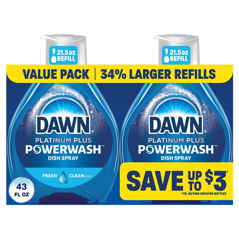slide 1 of 14, Dawn Fresh Platinum Powerwash Dish Spray Refill - 2ct, 2 ct