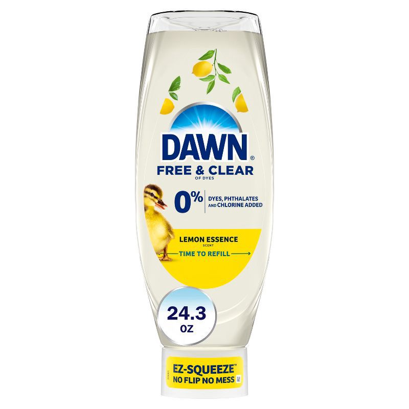 slide 1 of 10, Dawn Lemon Essence Free & Clear Ez Squeeze Dishwashing Liquid - 24.3 fl oz, 24.3 fl oz