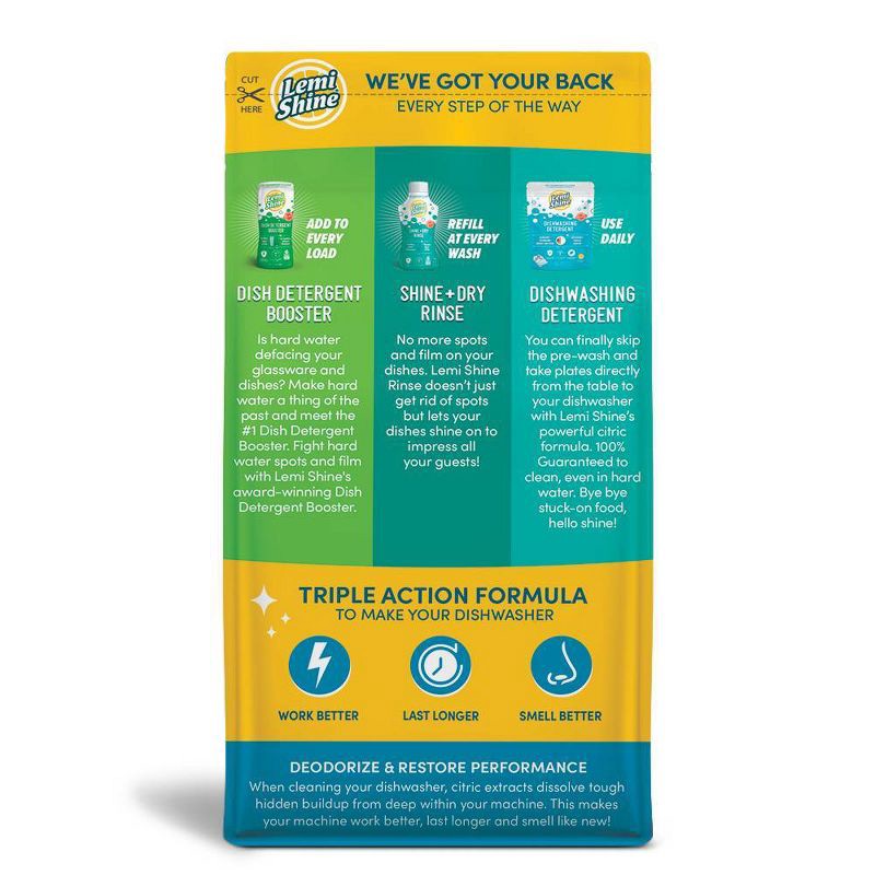 slide 3 of 3, Lemi Shine Lemon Scent Powder Dishwasher Cleaner - 2ct, 2 ct