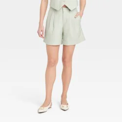 Women's High-Rise Pleated Front Shorts - A New Day™ Green 10