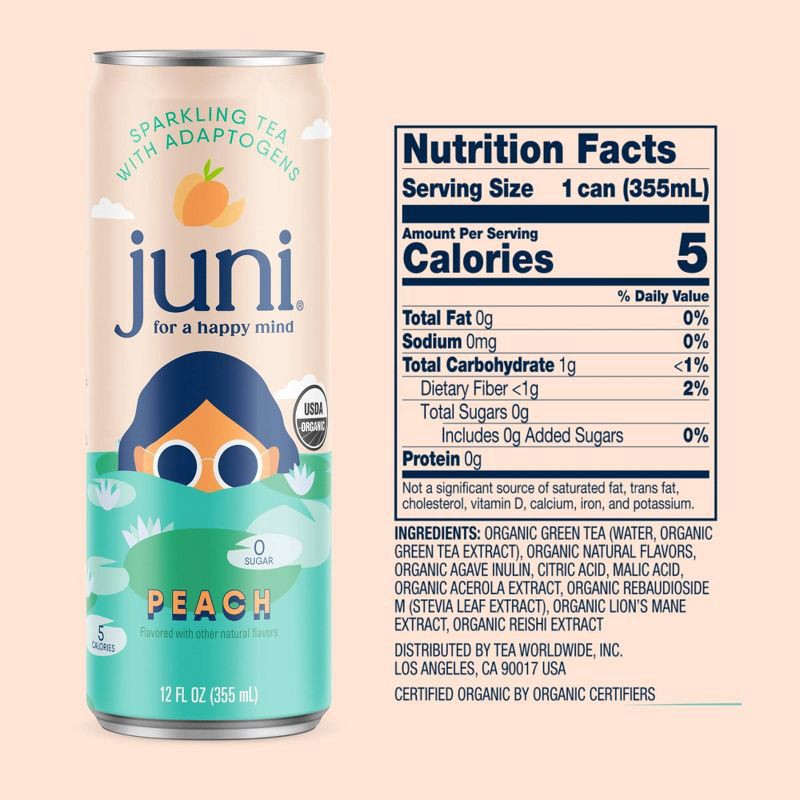 slide 4 of 4, Juni Peach Sparkling Tea Beverage- 12 fl oz, 12 fl oz