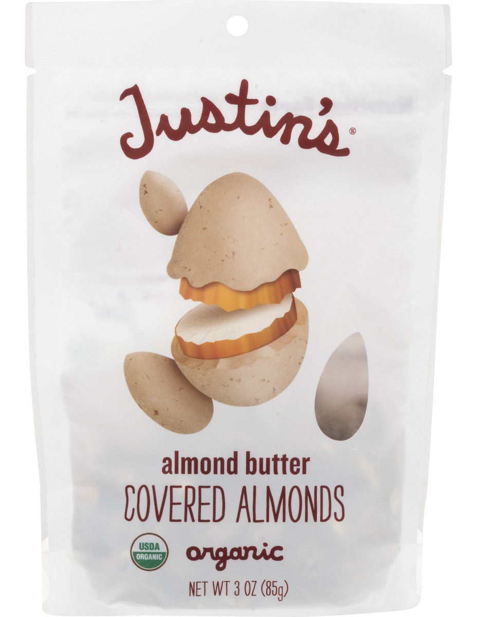 slide 7 of 13, Justin's Covered Organic Almond Butter Almonds 3.0 oz, 3 oz