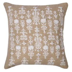 Haven + Key Floral Embroidered Decorative Throw Pillow - Natural