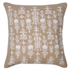 Haven + Key Floral Embroidered Decorative Throw Pillow - Natural
