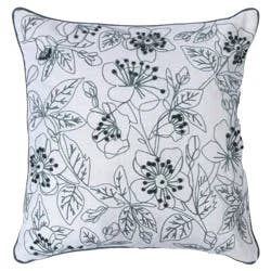 Haven + Key Floral Decorative Throw Pillow - Blue Embroidery