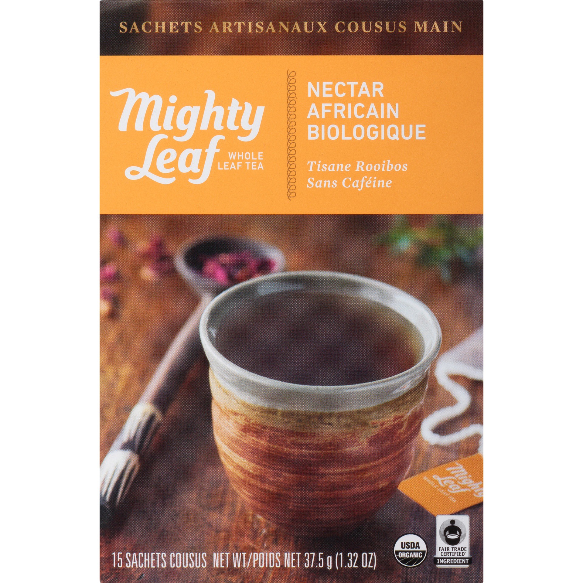 slide 4 of 5, Mighty Leaf Organic African Nectar Rooibos Herbal Tea 15 Stitched Pouches, 15 ct