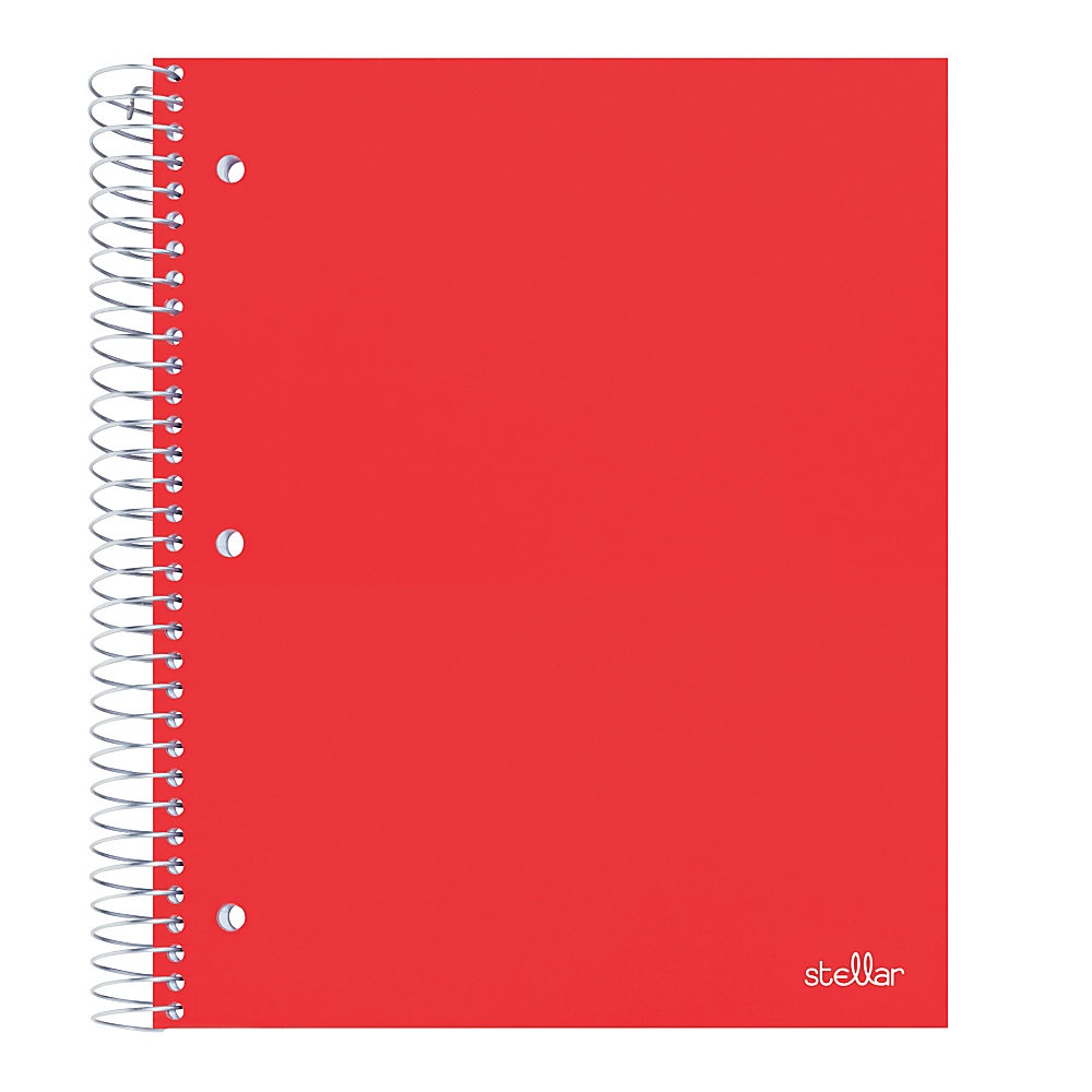 slide 1 of 1, Office Depot Brand Stellar Poly Notebook, 8-1/2'' X 11'', 5 Subject, College Ruled, 200 Pages (100 Sheets), Red, 100 ct