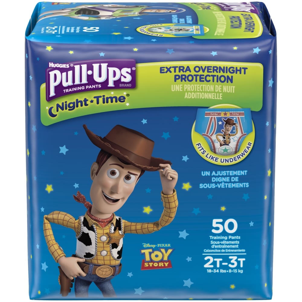 slide 1 of 1, Huggies Pull-Ups Night-Time Training Pants for Boys 2T-3T, 50 ct