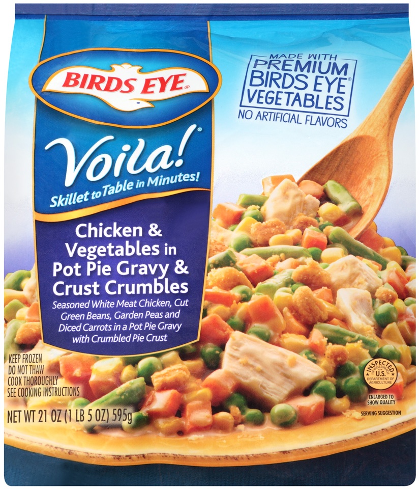 slide 1 of 1, Birds Eye Bird's Eye Voila! Chicken & Vegetables in Pot Pie Gravy & Crust Crumbles, 21 oz