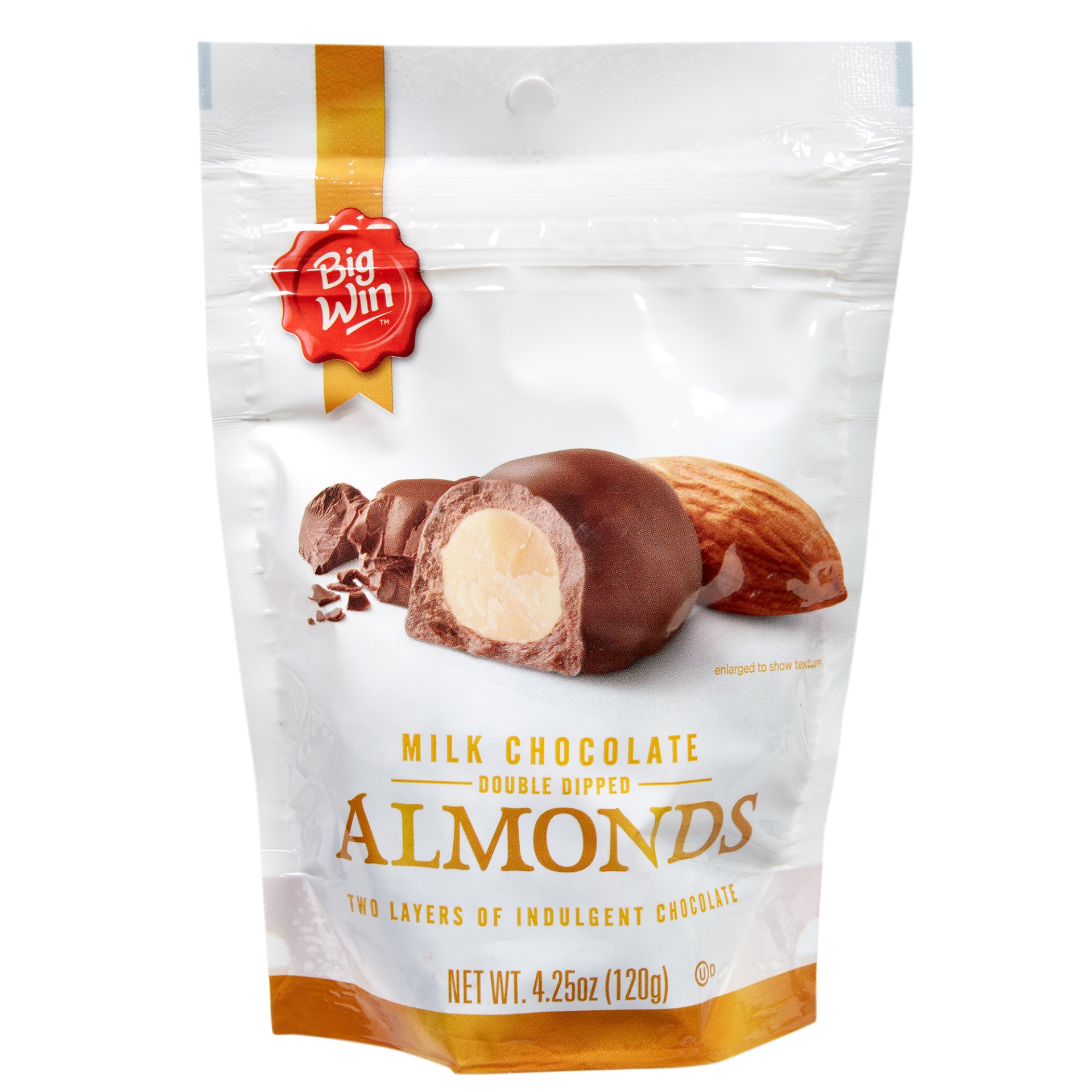 slide 1 of 2, Big Win Double Dipped Milk Chocolate Almonds, 4.25 oz