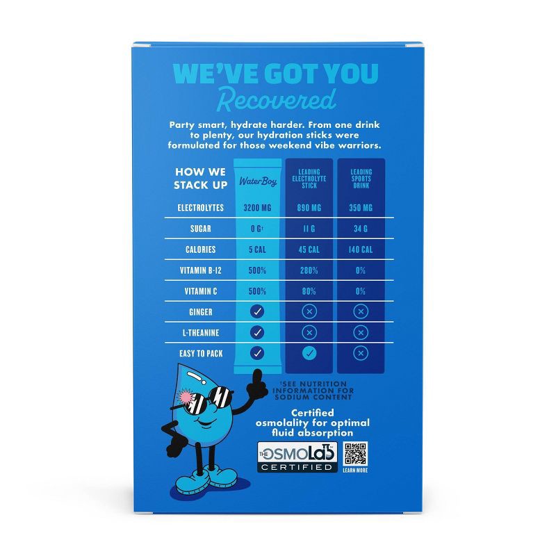 slide 7 of 8, Waterboy Hydration + Weekend Recovery Vegan Dietary Supplement Powder - Strawberry Lemonade - 2.75oz/12ct, 2.75 oz, 12 ct