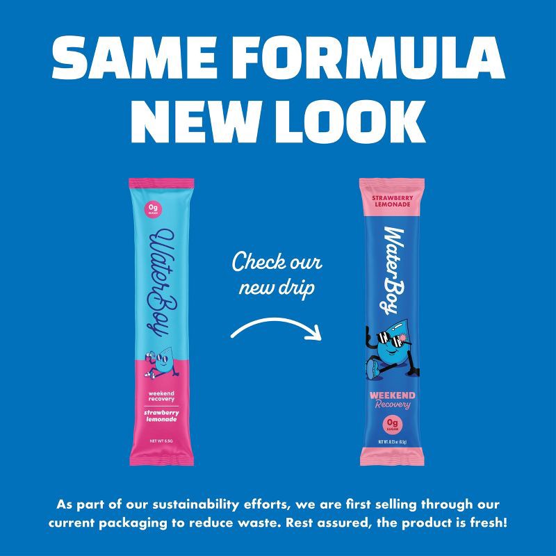 slide 8 of 8, Waterboy Hydration + Weekend Recovery Vegan Dietary Supplement Powder - Strawberry Lemonade - 2.75oz/12ct, 2.75 oz, 12 ct