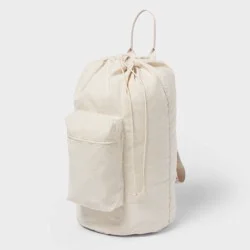 Canvas Backpack Laundry Bag - Brightroom™: Linen Backpack Hamper, 50L Capacity, Multipurpose, Beige, 1 Handle