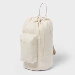 Canvas Backpack Laundry Bag - Brightroom™: Linen Backpack Hamper, 50L Capacity, Multipurpose, Beige, 1 Handle