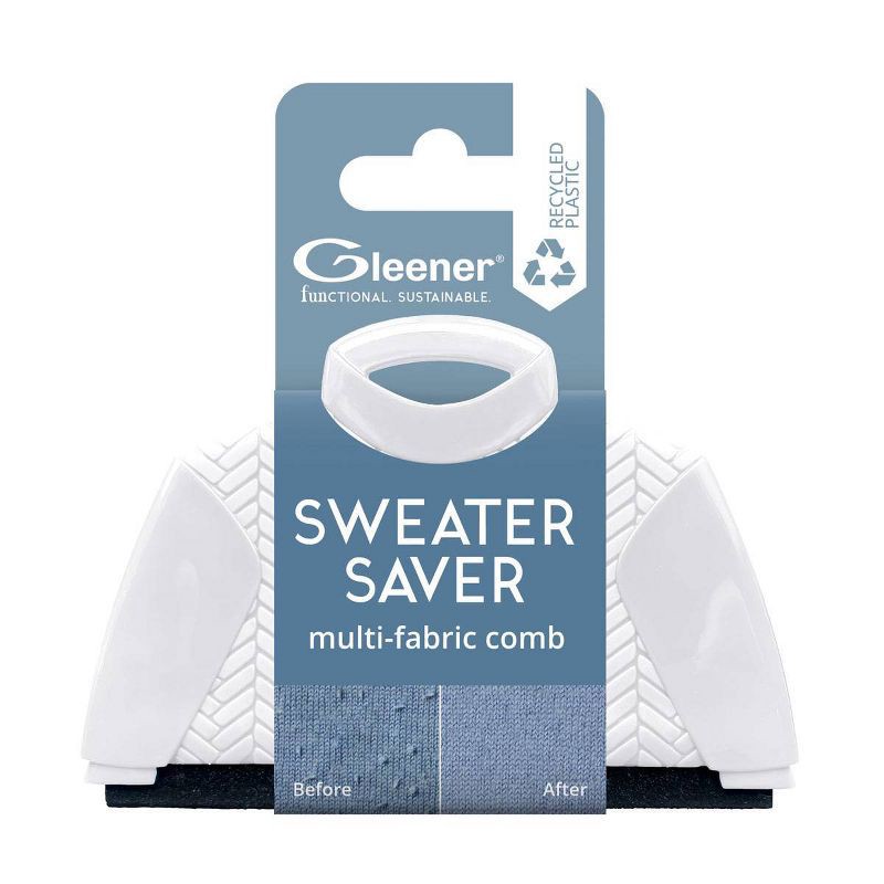 slide 2 of 9, Gleener Sweater Shaver: Lint Remover & Defuzzer, 90% Recycled Plastic, White/Blue, No Battery Needed, 1 ct